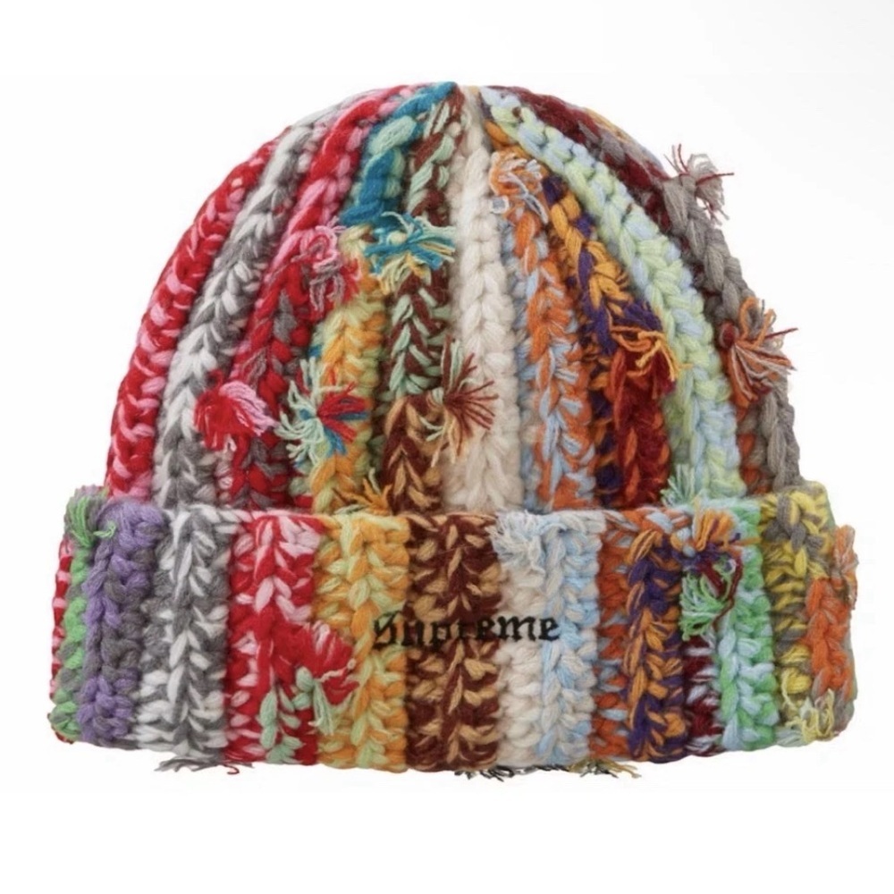 Supreme Multicolor Crochet Knit Beanie Hat OS New With Tags FW Style